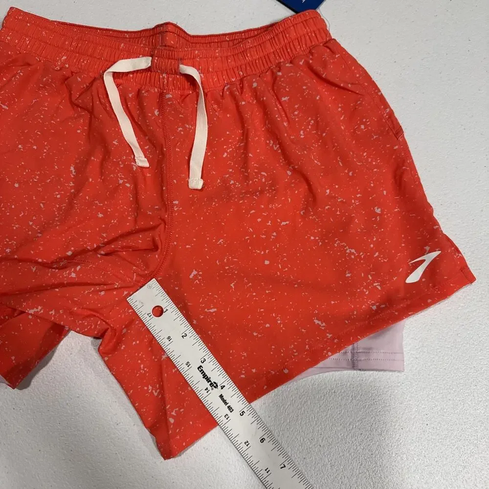 Brooks Women's Moment 5" Running Shorts 2 in 1 Athletic Orange Speckled Size XS - Picture 12 of 13